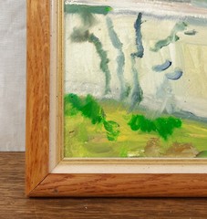 Village House with Red Roof, Impressionist Landscape, Rustic Countryside Art