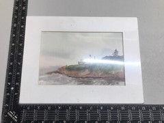 Original Watercolor Painting – Janice Baragwanath – Seaside Cliff Shore House