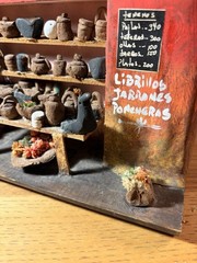 Chilean Fine Folk Art Miniature Tienda / Grocery Store Scene -“Ollas Y Platos”