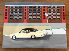 Don Hammontree Original Painting Signed 2020 12×16 Acrylic Vintage Car Cityscape
