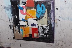 UBER Ronald Ahlstrom Listed Signed Modernist Abstract Expressionist Art Collage