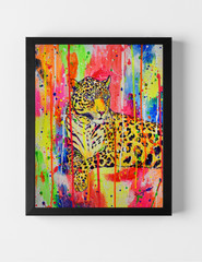 GUAJARDO Original Vibrant Abstract Expressionism Leopard 16X20 Canvas Signed Art