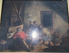 17th Century Dutch Old Master Genre O/b Interior w Figures Circle of Van Ostade