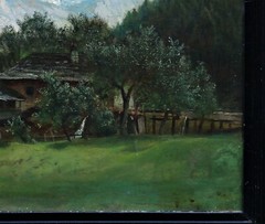 Albert Arnz (1832 Düsseldorf – 1914) landscape with mill and mountains oil
