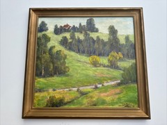 ANTIQUE CALIFORNIA LANDSCAPE PAINTING HILL TOP HOME 1930’S JAMES WEBB LARGE OIL