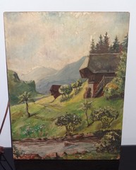 Post WWII Painting Hessental Schwäbisch Hall in Baden-Württem Germany 1947 vtg