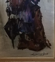 RARE! VINTAGE BARRY LEIGHTON JONES ORIGINAL OIL ON BOARD CHILD W/UMBRELLA 32×16