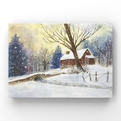 Original brand new watercolor painting ”A snowy day” $50 home decor art gift