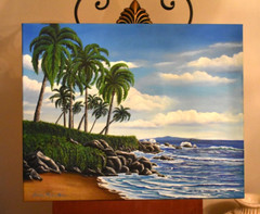 Hawaii Island Oil Painting Original Maui Coast Artist Signed Sold One of a Kind