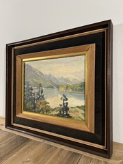 1940 Japanese Semi Antique Landscape Oil Painting Vintage Landscape Painting