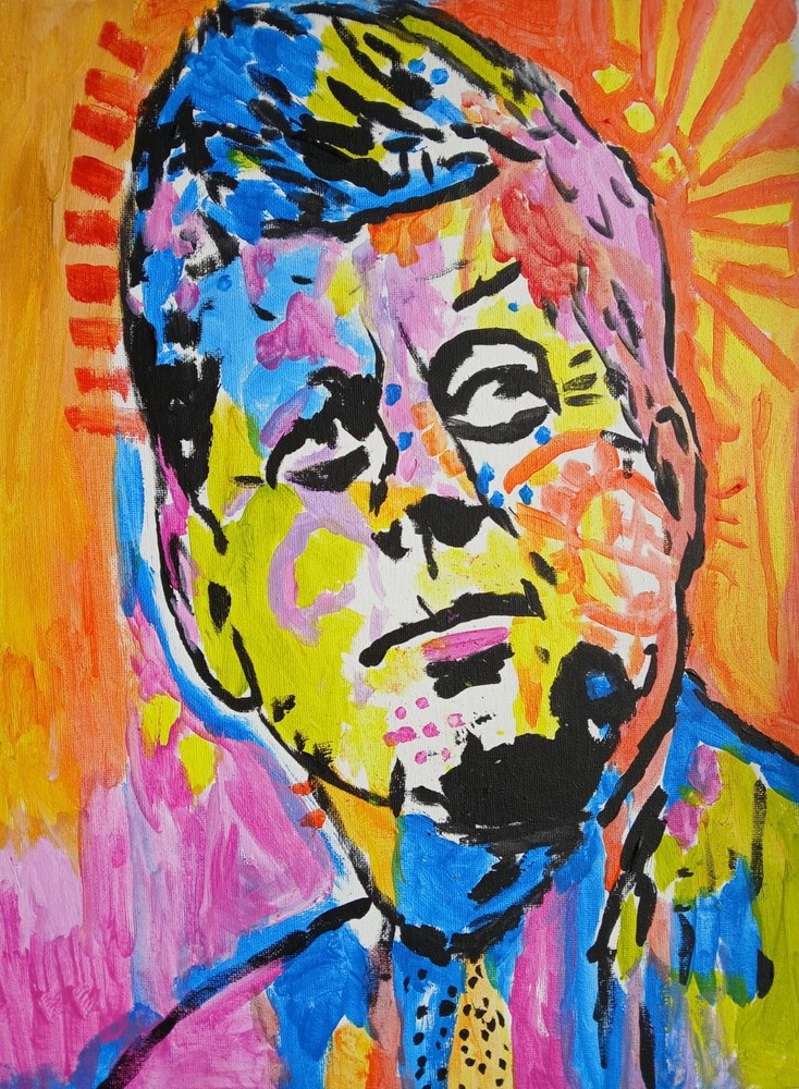 Expressionism/Abstract President JFK 12×16 Hand Made one of a kind Art Painting