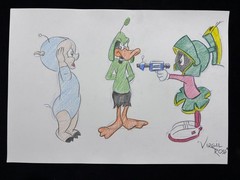 VIRGIL ROSS drawing and painting on old paper signed stamped vintage