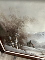Original Textured Oil Painting Framed Wallace American Art Show 1985 Winter Snow