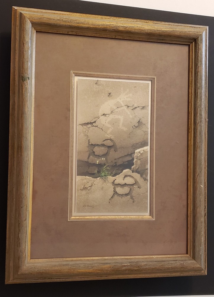 M.S. FRANCO Original SIGNED Native American Gouache Painting APACHE Artist FRAME
