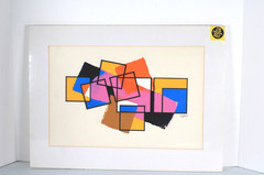 Mid Century Modernist Style Abstract Oil Painting On Board Signed Jon Henry