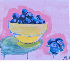 10×8 Blueberry Art Modern Acrylic Still Life Xtn Original Painting On Canvas