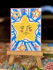 Star Girl print of original ACEO ATC mini art acrylic painting on paper