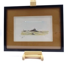 Chafik Wafai Watercolour Paris 1985 Signed Handmade Paper Gallery Frame 39x30cm