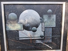 Original Josef JC Kugler Signed Abstract Illusionism 24” X 20” Moons Planets 3D
