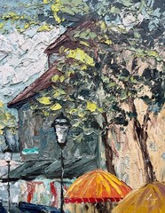Expressionist Framed Oil Painting Paris Montmartre City Scene, 1925-1949