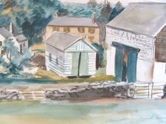 Antique 1924 Reginald Marsh Adamsville Little Compton Landscape W/C Painting