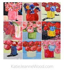 Roses Flower Painting 4×4 Mini Original Floral Art Miz Katie