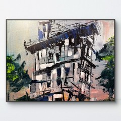 Original Abstract Fine Art Architecture 16×20 Canvas Expressionism Wall Decor 17
