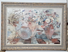 Framed unknow Artist „Still Life Floral“ 43.5″ x 31.5″ Oil Painting was $920