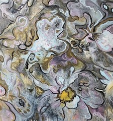 ORIGINAL ABSTRACT Acrylic Painting „Pearl Earthy Floral“, Canvas 11×14 in