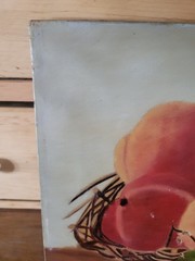 BEAUTIFUL~ Signed 1909 Peaches Fruit Still Life Oil Painting ON CANVAS