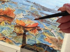 MAPLE LEAVES AUTUMN Original Modern Artwork Painting Landscape 23×34 Signed Gift