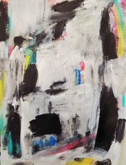 Elvi Original art on paper 9×12 acrylic signed original painting modern white
