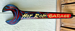 19″ Pinstriped Rat Rod Tool Hand Painted Wrench Hotrod Garage Auto Shop Sign Art