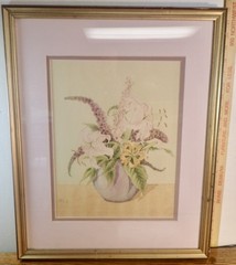 N. Hook original Watercolor Painting of a Spring Flower Bouquet in a Vase 17×21