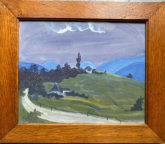 Gouache House in the Black Forest Mountains around 1930 Unsigned Frame Edge