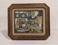 Vtg 80s H. Hargrove 8×10 Oil Serigraph BLACKSMITH Horses Horseshoe Framed Signed