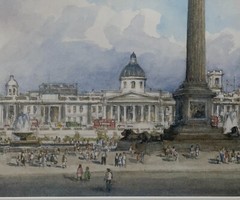 Vintage GEOFFREY JENKINSON ‚Trafalgar Square‘ LONDON City Architecture PAINTING