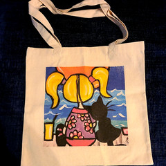 NEW NOT ACEO CANVAS WATCHING THE SUNSET CAT TOTE BAG 15×15 “ 2000-now
