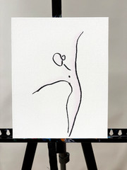 Original Female Dancer 8×10 Canvas Abstract Minimalist Dancing Line Art