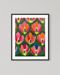 Abstract Flowers Wall 8×10 Canvas Colorful Vibrant Plant Art Home Decor