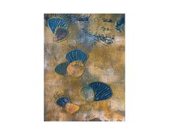 Original Abstract Acrylic Mixed Media Collage Painting Seashells Nautical Decor
