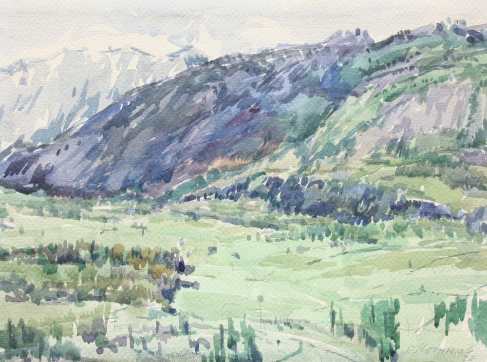 Spring in the Alps, High Mountains, Signed „Mommel“, Dated 1920