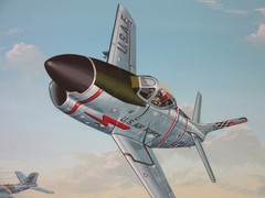 Raymond Waddey Painting US F-86D Sabre and B-57 Canberra, Signed Ron Beck 18×24″