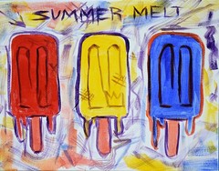 Original 11×14 Expressionism Popsicles Abstract Acrylic Canvas Hand Signed Decor