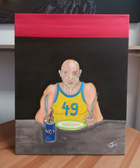 Soccer Hooligan Original Acrylic Painting Canvas Signed P Vytautas 16×20 Fan
