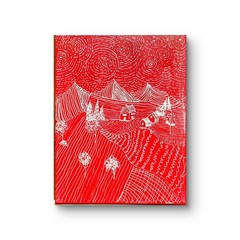 Landscape Line Drawing Abstract Expressionist Original Acrylic Canvas 11×14
