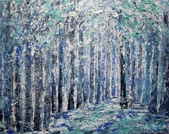 Original Winter Forest Painting 20×16 Textured Snow Woodland Wall Art Signed