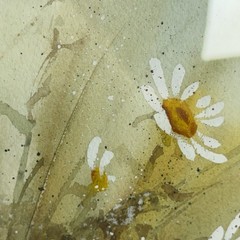 Paula Hope Mixed Media Watercolor Oil Daisy Floral Painting Framed Matted Art