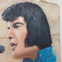 Painting of Elvis Presley on Stone 8 x 8