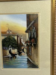 Original Venice Canal Oil Landscape Painting FRAMED Signed Artist 2001